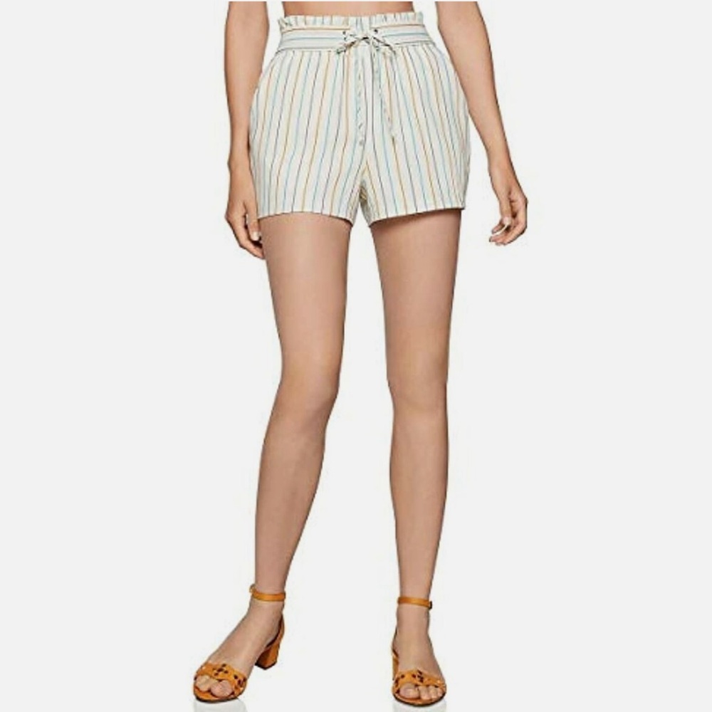 NEW Women's BCBGeneration Paper Bag White Shorts With Colorful Stripes
